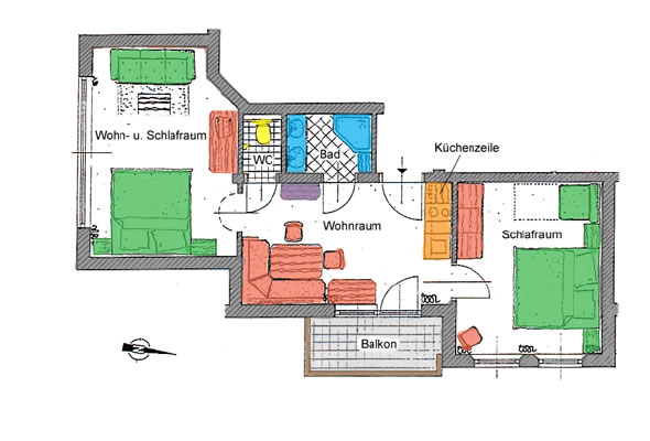 Zimmerskizze Appartement Alpenrose