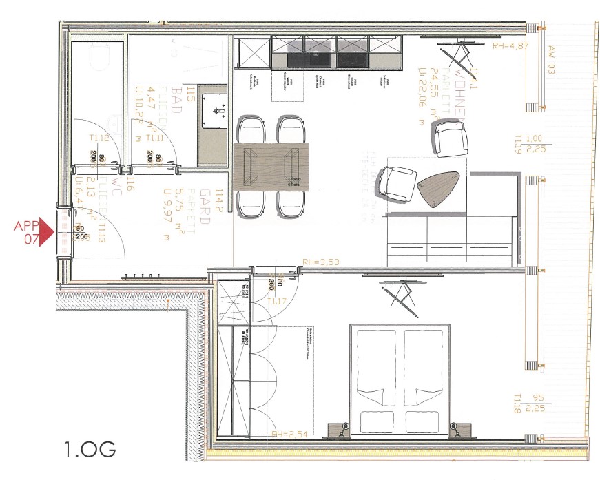 Zimmerskizze Appartement Kreuzkogel