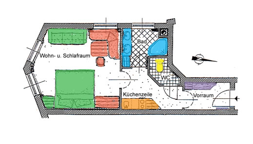 Zimmerskizze Appartement Veilchen